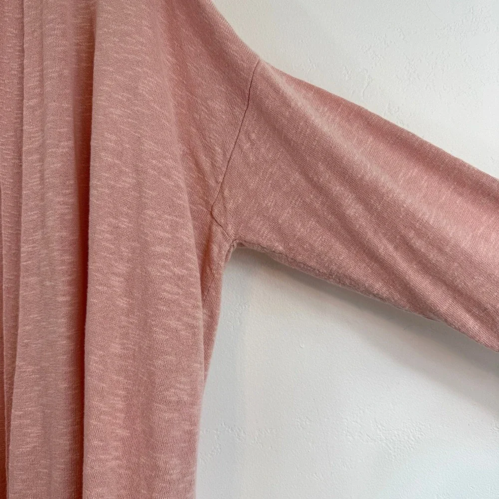 Eileen Fisher Cardigan XL Pink Organic Linen Open Front Minimalist Lagenlook